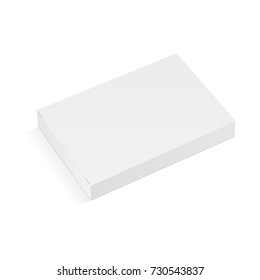 White paper rectangular box mockup - half side, top view. Vector illustration