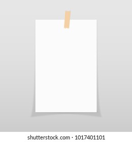 white paper reminder on a sticky tape, vector - stock vector