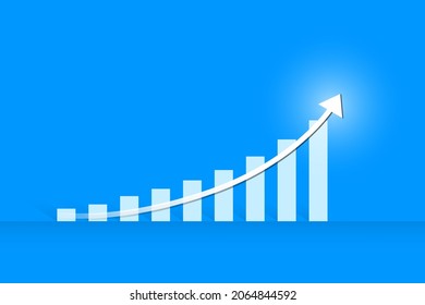 White paper rocket on a blue background. Business growth concept, business success, compete with competitors.
