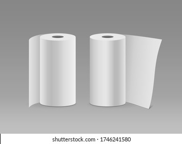 White Paper Roll Long Vertical Design Two Roll ,on Gray Background, Vector Illustration