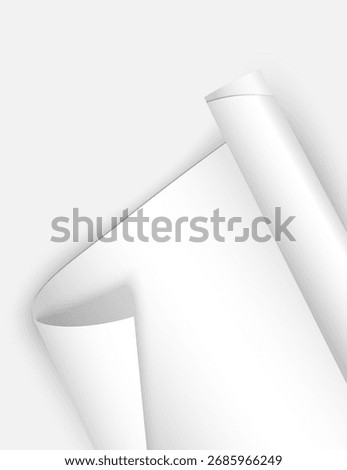 White paper roll template with shadow. Vector paper roll mockup for design.
