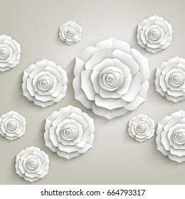 El papel blanco roza al estilo 3D. Fondo decorativo.
