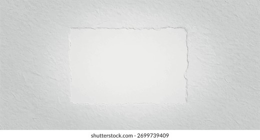 Ein weißes Papier mit rauen, abgerissenen Kanten ist auf einer schlichten grauen Oberfläche zentriert, wodurch eine einfache und saubere Zusammensetzung entsteht.