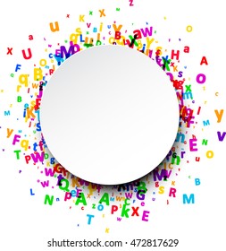 Fondo redondeado de papel blanco con letras de color. Ilustración vectorial.