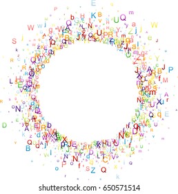 White paper round background with letters. Vector illustration.