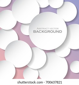 White paper round circles background. Vector illustration