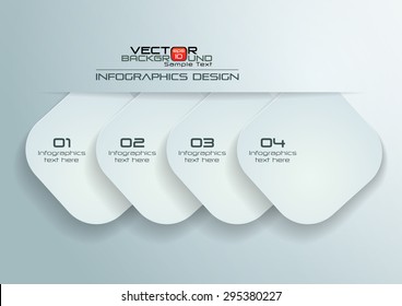 White Paper Rounded Rectangles Infographics Design, Vector Illustration
