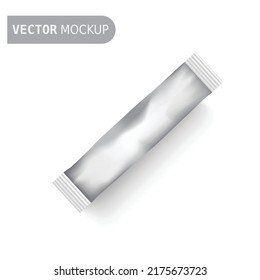 White paper sachet bag for coffee, sugar, salt, pepper with Shadow on white background. Ready for your design. Packaging collection. Vector illustration. EPS10.