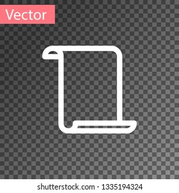 White Paper scroll icon isolated on transparent background. Canvas scroll sign. Vector Illustration