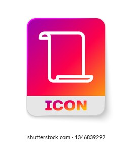 White Paper scroll icon isolated on white background. Canvas scroll sign. Rectangle color button. Vector Illustration