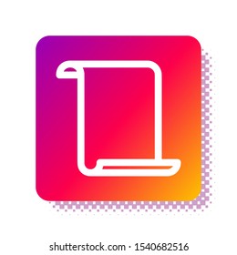 White Paper scroll icon isolated on white background. Canvas scroll sign. Square color button. Vector Illustration