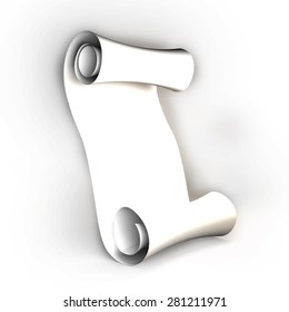 white paper, scrolls, rolls of paper on a white background with space for text vector