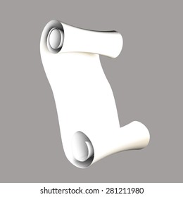 white paper, scrolls, rolls of paper on a white background with space for text vector