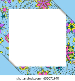 White paper sheet in floral frame vector