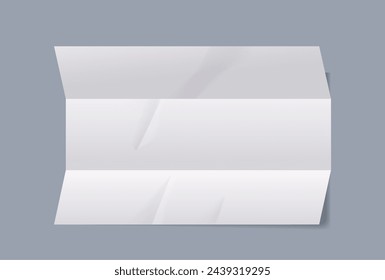White Paper Sheet Mockup With Horizontal Fold Marks. Realistic 3d Vector White And Blank Sheet For Showcasing Designs