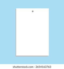 Folha de papel branco sobre elemento de design de vetor de pino ou sinalização vazia para texto sobre fundo azul
