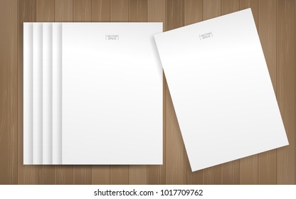 White paper sheet on wood pattern and texture for background. Abstract background for template design. Vector illustration.