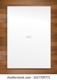 White paper sheet on wood pattern and texture for background. Abstract background for template design. Vector illustration.
