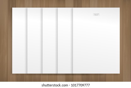White paper sheet on wood pattern and texture for background. Abstract background for template design. Vector illustration.