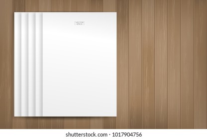 White paper sheet on wood pattern and texture for background. Abstract background for template design. Vector illustration.