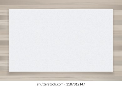 White paper sheet on wood texture background. Vector illustration.