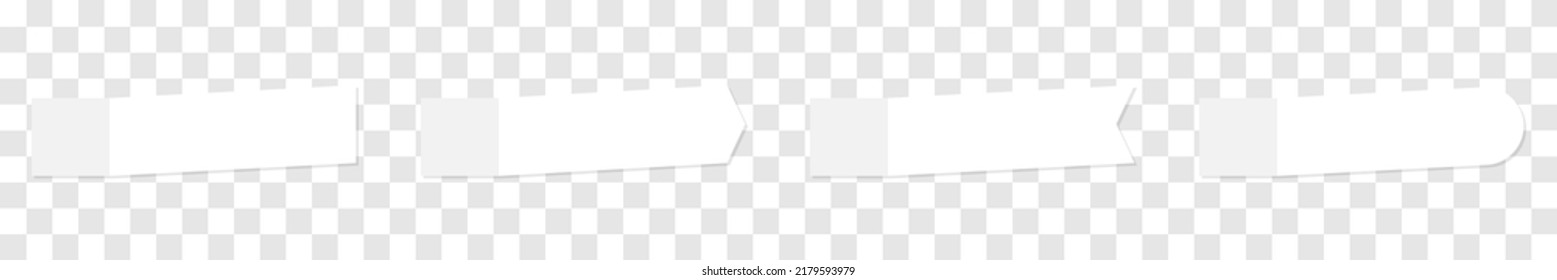White paper sheets sticky notes template set isolated on transparent background. Paper sticky tape with shadow. Vector illustration.