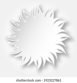 White paper shining sun on the sky, dropped shadow.