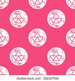 White Paper Ship Pattern on Purple Background -  Grunge Retro Seamless Pattern Background - Vector Illustration