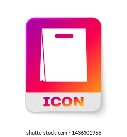 White Paper shopping bag icon isolated on white background. Package sign. Rectangle color button. Vector Illustration