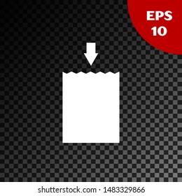 White Paper shopping bag icon isolated on transparent dark background. Package sign.  Vector Illustration