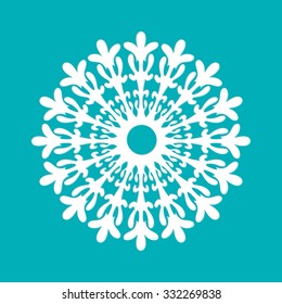 White paper snowflake on blue background. Christmas collection. Vector illustration.