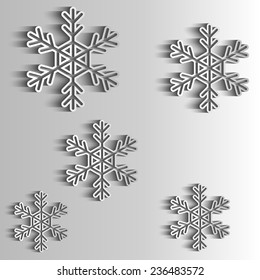 White Paper Snowflakes. Winter background. Place for text.