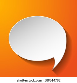 White paper speech bubble on orange background. Vector eps10 illustration