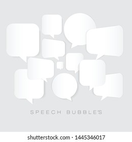 burbujas de voz de papel blanco, concepto de comunicación, ilustración vectorial