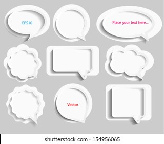 White paper Speech Bubbles Set. Vector eps10