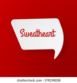 White paper speech bubbles with shadow and romantic phrases