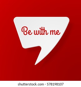 White paper speech bubbles with shadow and romantic phrases