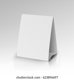 White Paper Stand Table Tag Flyer Vector. Tent Table Card Template. Blank Mockup.