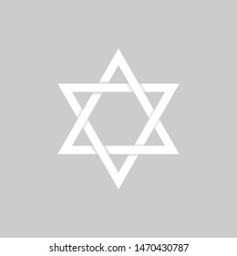White paper Star of David icon. Six pointed geometric star figure, generally recognized symbol of modern Jewish identity and Judaism Israel symbol