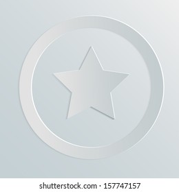 White paper star. Sticker. Vector