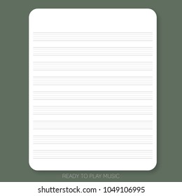 White paper with stave or staff on the olive green background is ready to use or print for people who would like to write a song, compare a song or create music sheet.