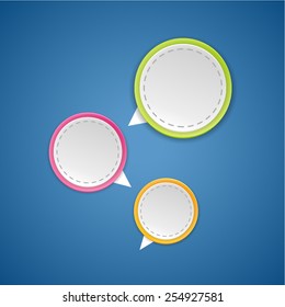 White paper steps banner. Isolated on blue background. With space for text. Vector illustration.