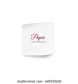 White paper sticker banner with shadow vector background. EPS10