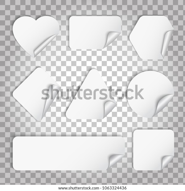 White Paper Sticker Curl Shadow Illustrattion Stock Vector