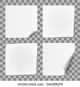 White Paper Sticker Note Memo Set. EPS10 Vector
