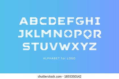 White paper style alphabet. Scotch tape segment line font, applique type for modern logo, elegant monogram, art typography, modern headline. Stick style letters, vector typography design