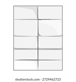 Superficie del papel blanco que muestra pliegues distintos y pliegues arrugados, creando un patrón similar a una cuadrícula sobre un fondo en blanco y simbolizando la organización o fragmentación de la información