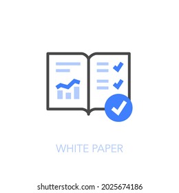 Weißes Papiersymbol mit einem informativen Dokument und einem Häkchen. Einfache Nutzung für Ihre Website oder Präsentation.