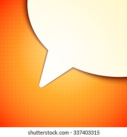 White paper talk bubble on orange background