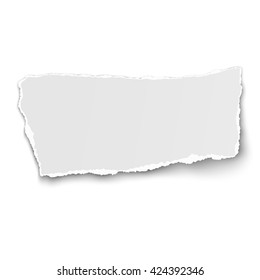 White paper tear isolated on white background with soft shadow